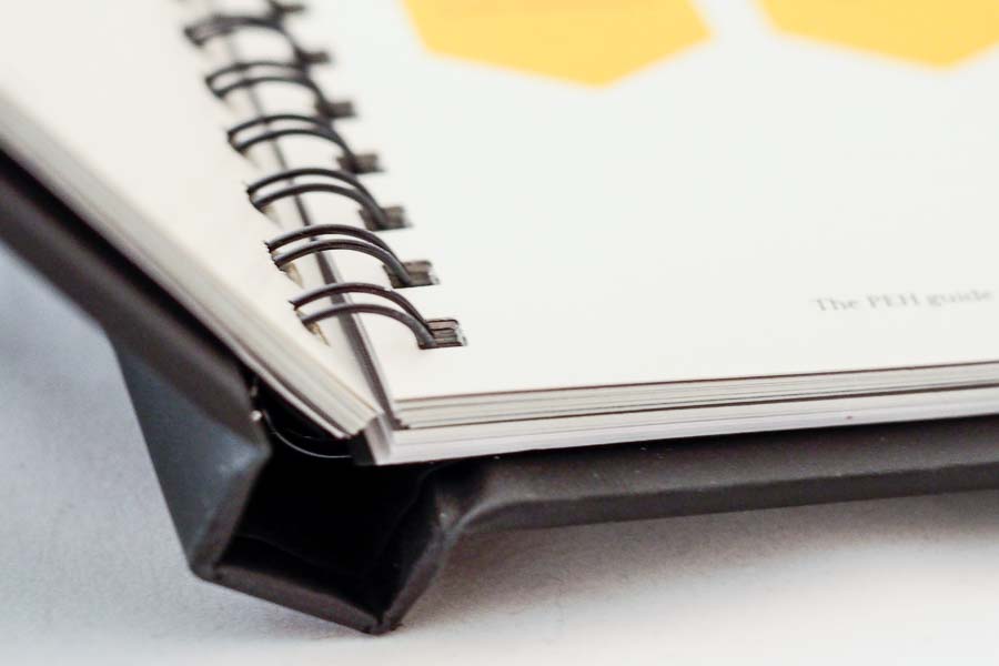 notebook with wiro-bound printed content
